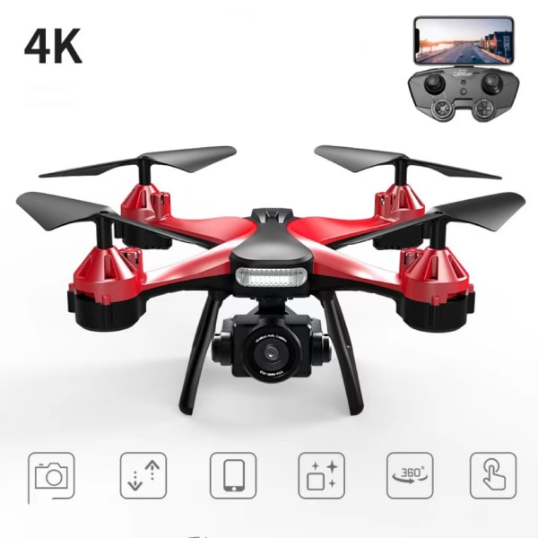 2023 mini drone 4K professionell högupplöst dubbelkamera fjärrkontroll drone -rotor fjärrkontroll helikopter leksak pojkar 360 drone röd 4battery