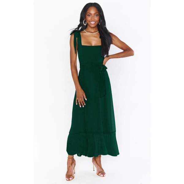 Elegant mode dam temperament pendlar slits klänning fransk haute couture kjol dark green M