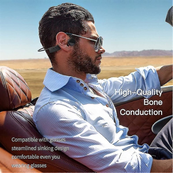 Benledningshörlurar Simning Bluetooth Open Ear Trådlöst sportheadset Ipx8 Vattentät Mp3-spelare black