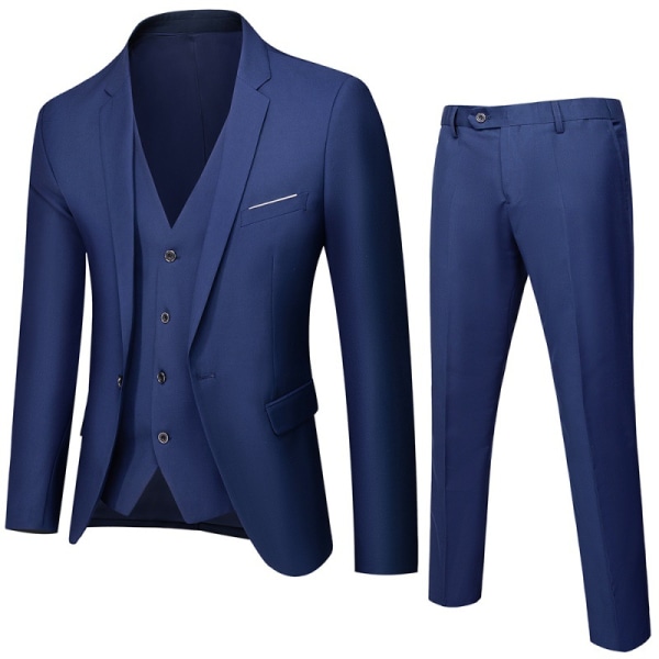 Kostym för män Business Casual 3-delad kostym blazerbyxor Väst 9 färger NAVY 4X