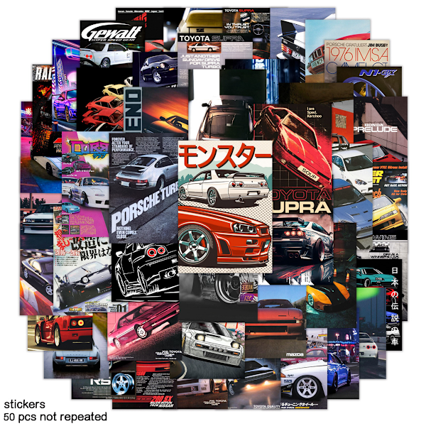 50st klistermärken Retro Racing - retrobilar klistermärken Vattentät Laptop Bagage