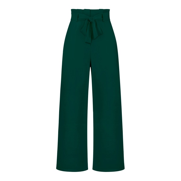 Women's suit pants, casual and versatile wide leg pants with belt temperament, commuting pants, summer green L