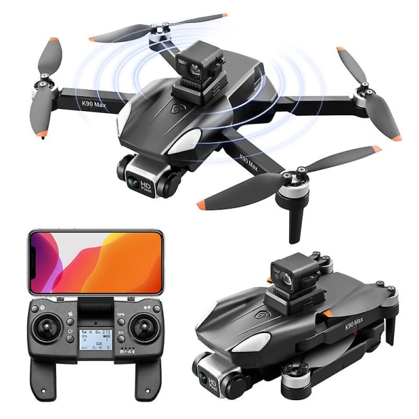Ny Drone 360 obstacle Avoidance 4-axlig Gps- drone med 4k-kamera för vuxna Nybörjare Professionell hopfällbar Quadcopter med borstlös motor, automatisk retur svart