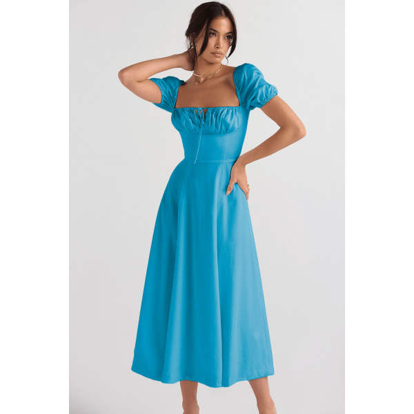 Temperament Ärmlös Mode High end Strap Dress blue XXL