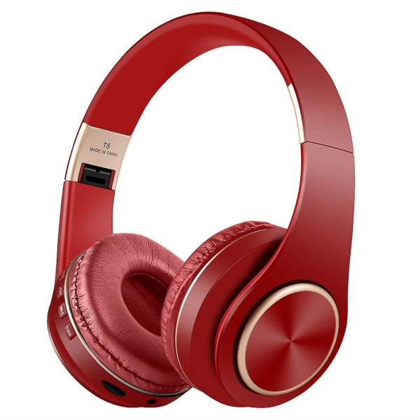Trådlösa stereoheadset hörlurar med inbyggd mikrofon, volymkontroll red