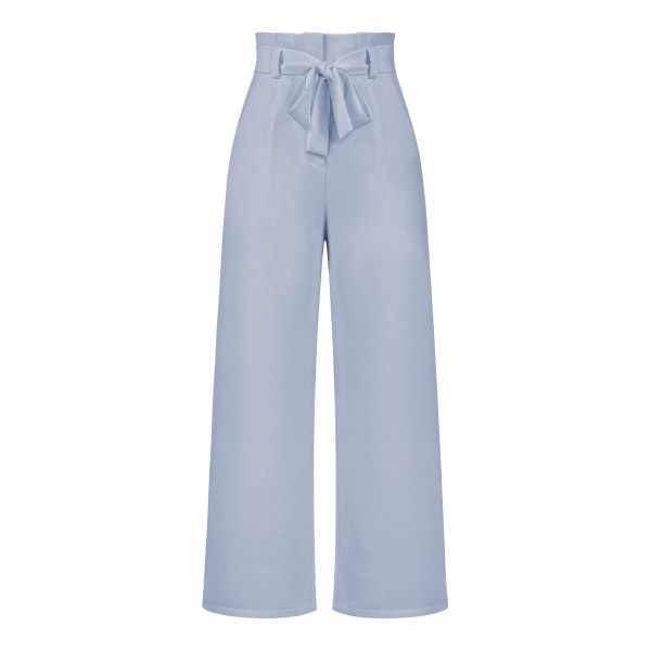 Women's suit pants, casual and versatile wide leg pants with belt temperament, commuting pants, summer blue L