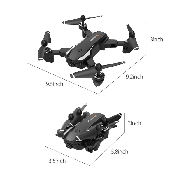 Drone Clearance Vikbar drone med kamera Hd 1080p Dual Camera Fpv- drone för nybörjare Gestkontroll svart  3 batte 