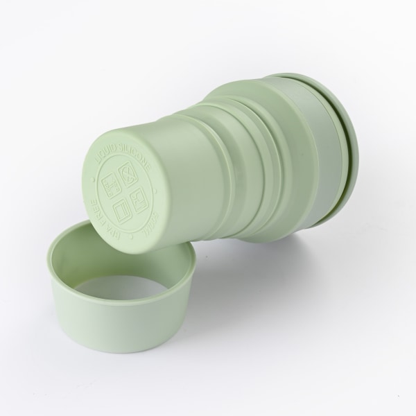 Bärbar hopfällbar vattenkoppsflaska i silikon hopfällbar högtemperaturbeständig utomhuskopp grön