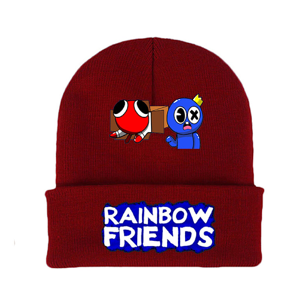 Rainbow Friend Stickad Mössa Kall Vinter Varm Mössa Burgundy