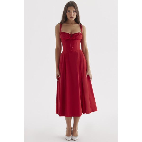 Modeklänning i sommarpendlarstil för flickor red XL