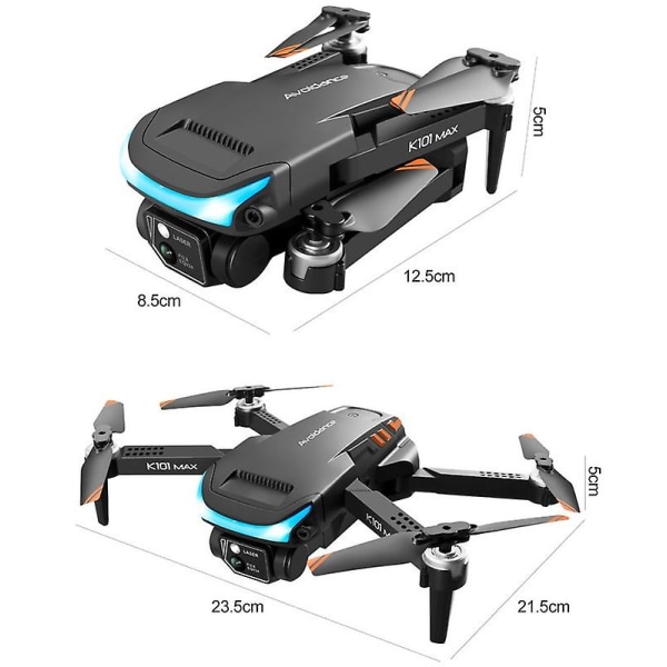 Drone med dubbla 4k-kamera för vuxna barn nybörjare, videohållare huvudlöst läge Dubbla kameror Rc Quadcopter Drone svart