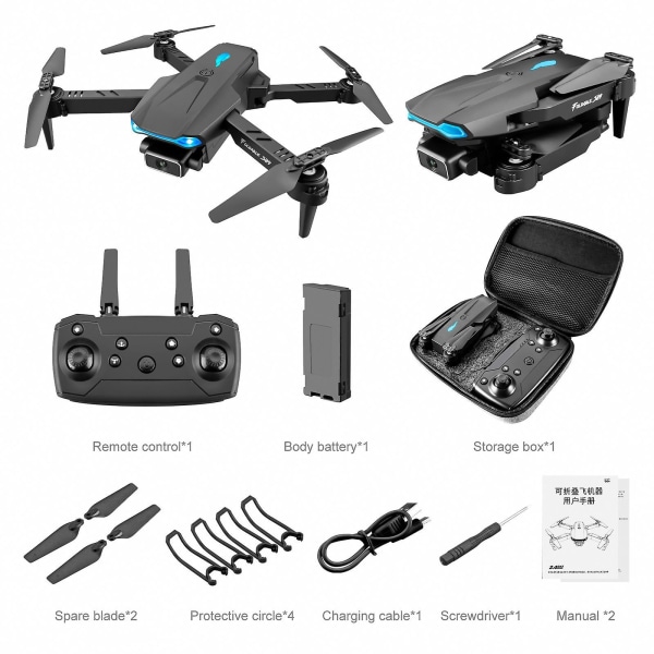 Drönare Privata form Drone Headless Mode S89 Mini Drone Med Dubbla Kameror 4k 1080p Hd Wifi grå 1battery