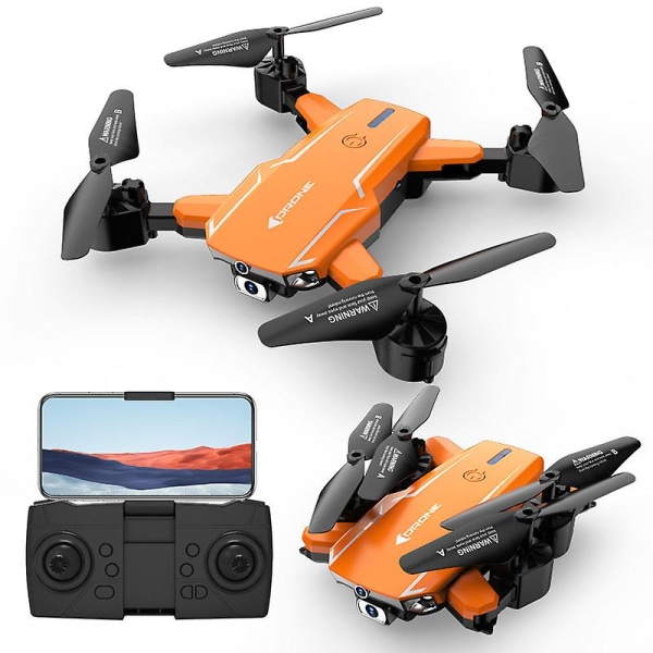 Vikbar drone med kamera Hd 1080p kamera Fpv drone för nybörjare Gestkontroll orange 1 batte