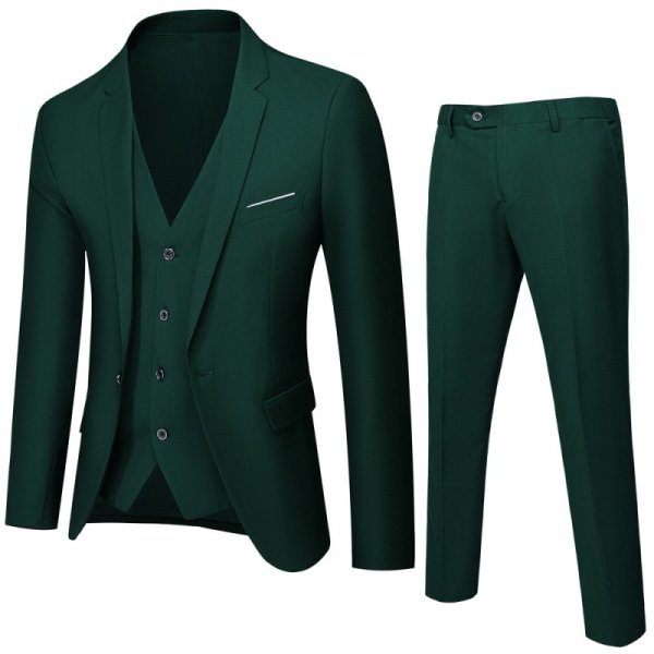 Kostym för män Business Casual 3-delad kostym blazerbyxor Väst 9 färger army green L