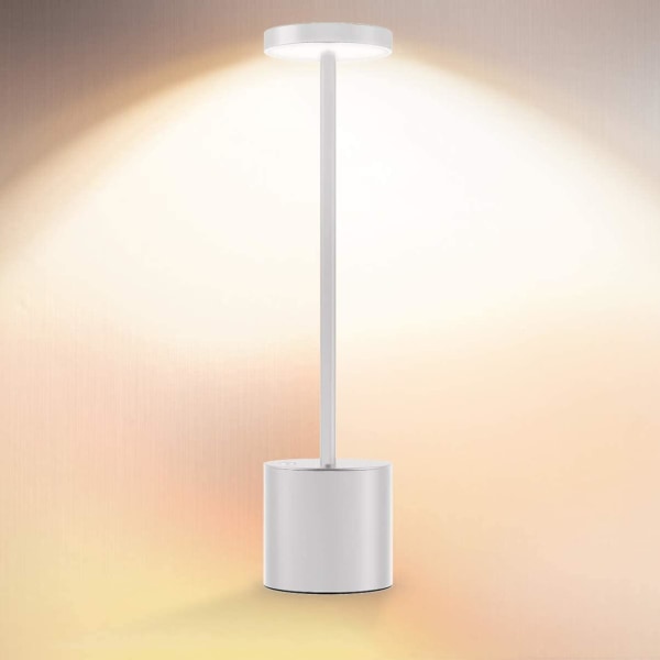 Sladdlös bordslampa, led metall USB uppladdningsbar 6000 mah 2-nivåers ljusstyrka Nattljus Skrivbordslampa Läslampa Silver