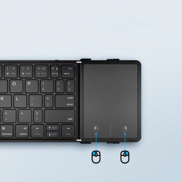 Vikbart tangentbord Bluetooth trådlöst med pekplatta Uppladdningsbart för Ipad surfplatta Läderstil black