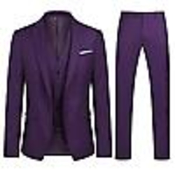 Kostym för män Business Casual 3-delad kostym blazer byxor Väst 9 färger Purple