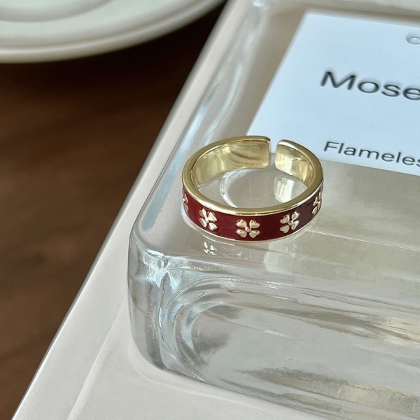 Emalj nisch pärlring för kvinnors mode personlighet mångsidighet Justerbar öppningsbar pekfingerring