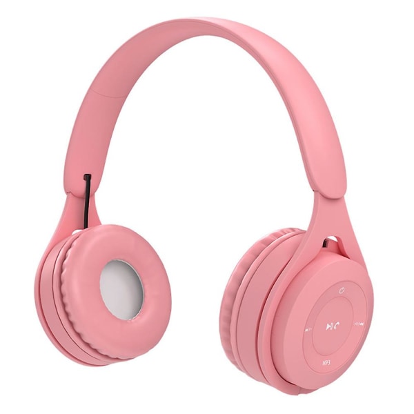 Bluetooth hörlurar över örat, trådlösa hörlurar V5.0, mjuka Memory-protein-hörlurar och inbyggd mikrofon pink