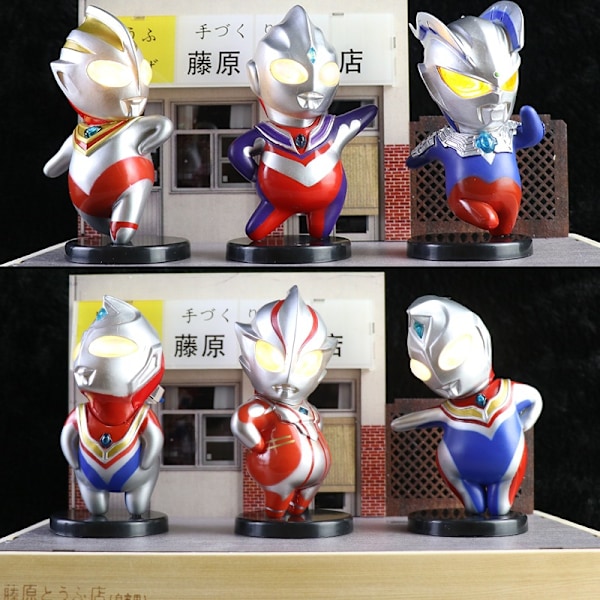 Q-version av den söta Ultraman Dija handfiguren som lyser upp prydnadsföremål, leksaker och gåvor F