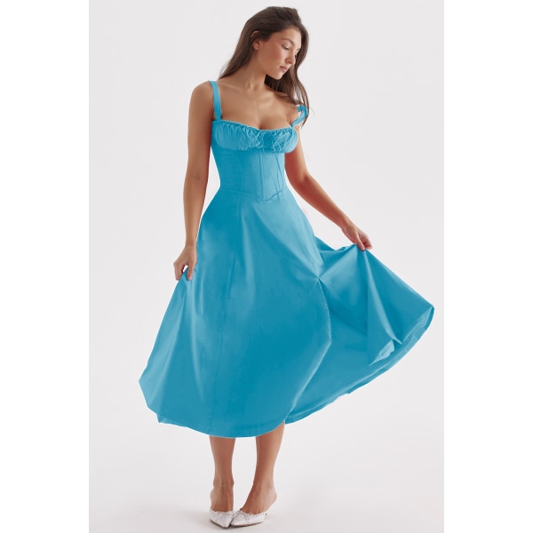 Modeklänning i sommarpendlarstil för flickor blue M