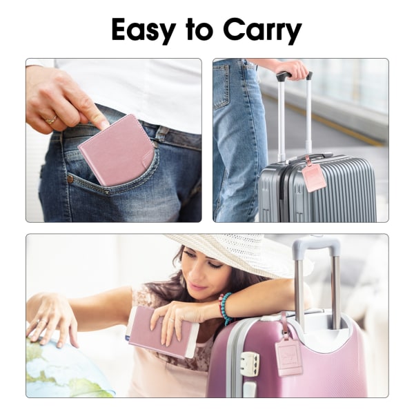 PU-passhållare, dokumentförvaring, boardingkort i läder, case, väska för gränsöverskridande resedokument, passväska rosa