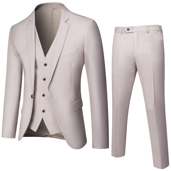 Kostym för män Business Casual 3-delad kostym blazerbyxor Väst 9 färger apricot M