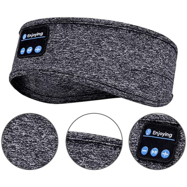 Sömnhörlurar Bluetooth Bandana Huvudband Trådlös Musik Sport Huvudband Inbyggd Sömnsmusik Ögonskydd grey