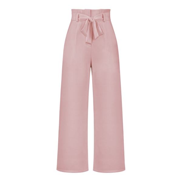 Women's suit pants, casual and versatile wide leg pants with belt temperament, commuting pants, summer pink L