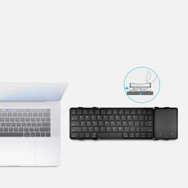Vikbart tangentbord Bluetooth trådlöst med pekplatta Uppladdningsbart för Ipad surfplatta Läderstil black