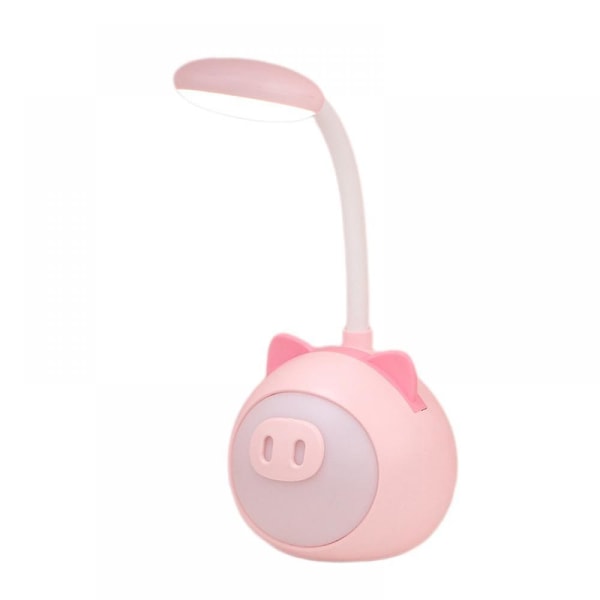 Cartoon Mini Led liten skrivbordslampa, Led skrivbordslampa för barn, söt grislampa Kawaii skrivbordstillbehör, flexibel svanhals ögonvård pink