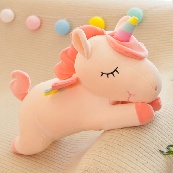 Unicorn kudde docka barngåva Fylld leksak stor docka rosa 50 cm