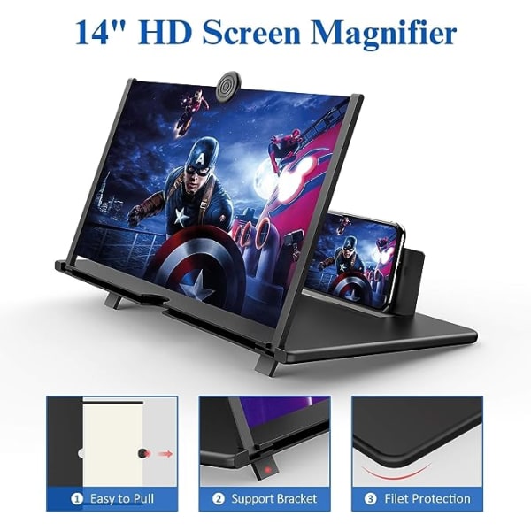 Screen Magnifier for Cell Phone -3D HD Magnifying Projector Screen Enlarger for Movies, Videos and Gaming Foldable Phone Stand with Screen Amplifier vit 10 inches