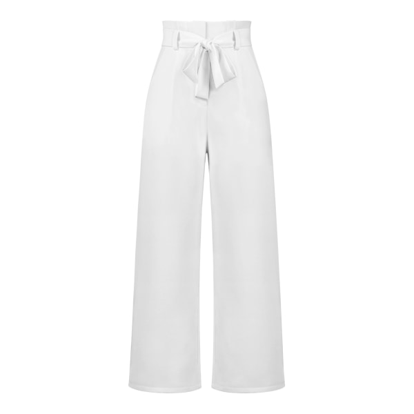 Women's suit pants, casual and versatile wide leg pants with belt temperament, commuting pants, summer white S