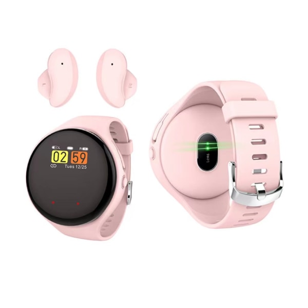 Smart Watch Bluetooth Headset 2-i-1 Pulsmätare för män och kvinnor Watch stegräknare pink