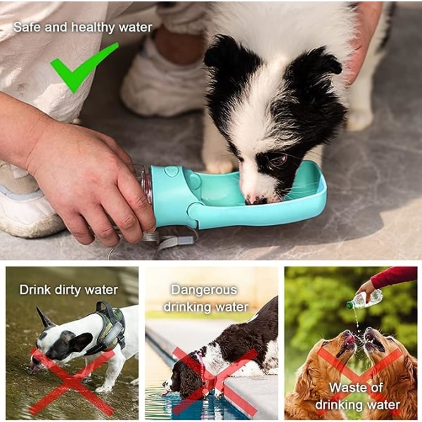 Vattenkopp för sällskapsdjur Utomhus bärbar hopfällbar hundvattenflaska Stor kapacitet Medium till stor dricksflaska för hund blå
