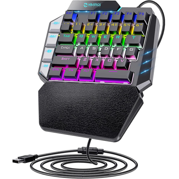 Gamingtangentbord Regnbågsbakgrundsbelyst Enhandsspeltangentbord Handledsstöd Bärbart mekaniskt minitangentbord colorful