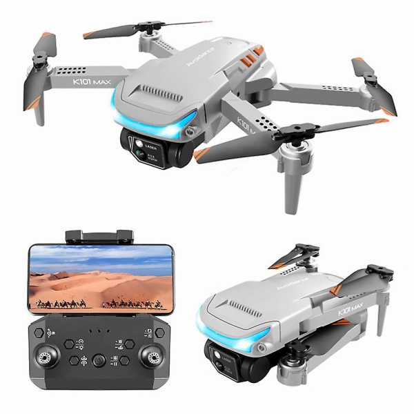 Drone med dubbla 4k-kamera för vuxna barn nybörjare, videohållare huvudlöst läge Dubbla kameror Rc Quadcopter Drone grå