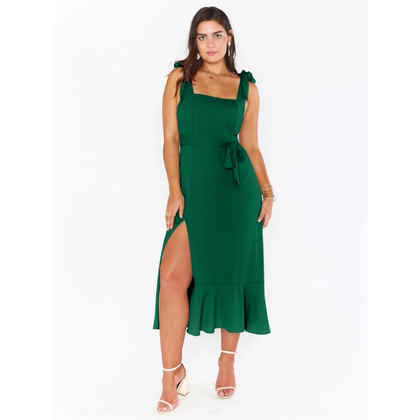 Elegant mode dam temperament pendlar slits klänning fransk haute couture kjol green M
