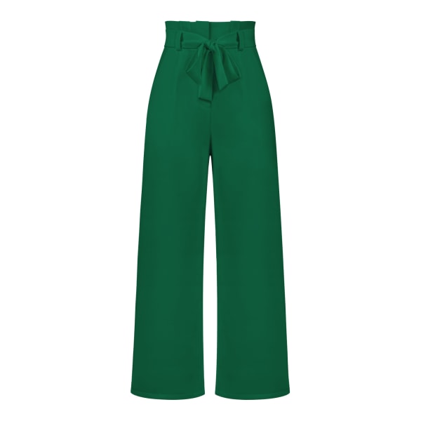 Women's suit pants, casual and versatile wide leg pants with belt temperament, commuting pants, summer light green XL