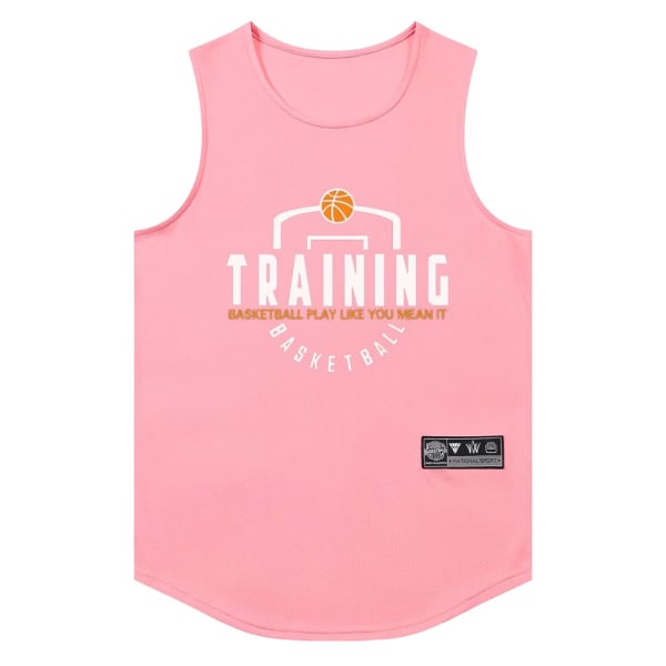 Linne, basketträningsdräkt, sport löst sittande tröja, fitness pink 4XL