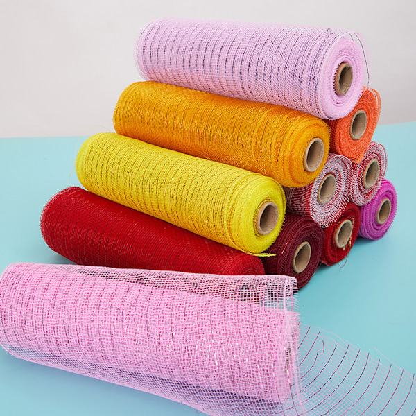 1 rullar 10 tum Yard påsknätband poly jute nätband DIY hantverk dekor Gray