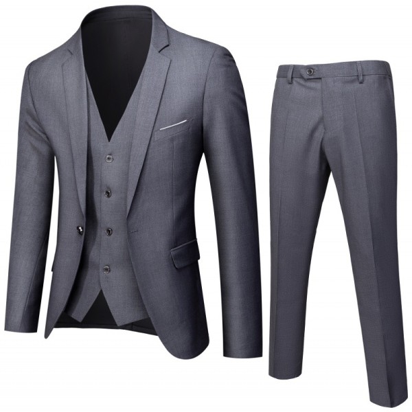 Kostym för män Business Casual 3-delad kostym blazerbyxor Väst 9 färger DARK GREY 3X