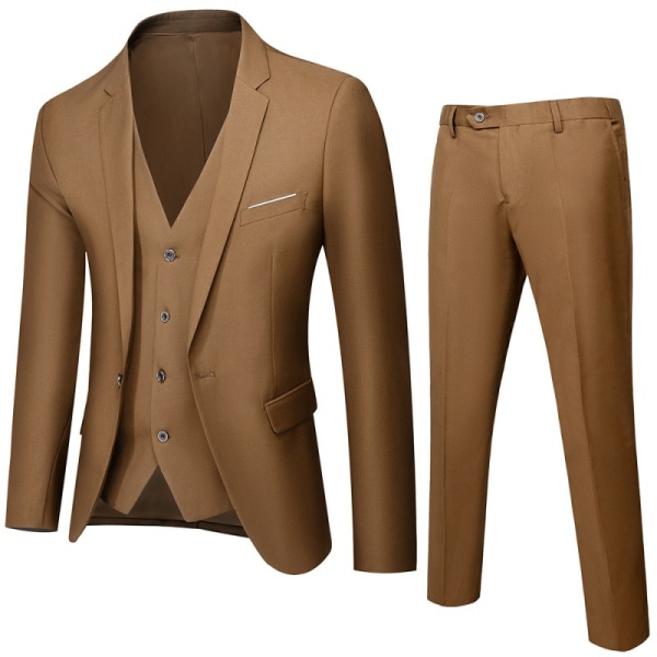 Kostym för män Business Casual 3-delad kostym blazerbyxor Väst 9 färger LAKE BLUE 2X