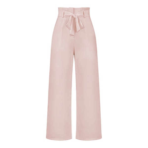 Women's suit pants, casual and versatile wide leg pants with belt temperament, commuting pants, summer light pink L