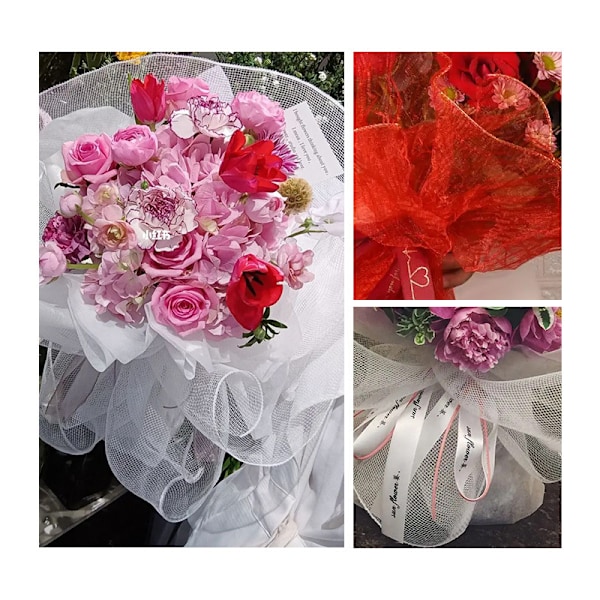 1 rullar 10 tum Yard påsknätband poly jute nätband DIY hantverk dekor Light pink