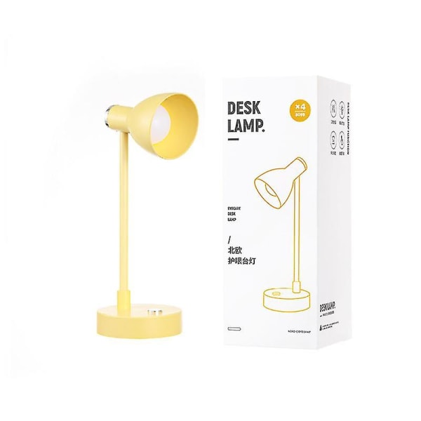 Led bordslampa, bordslampa med justerbar arm, klassiskt modernt ögonskydd yellow