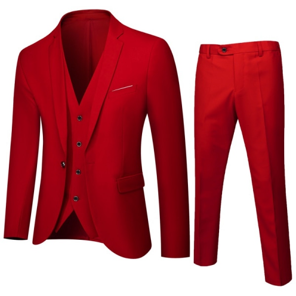 Kostym för män Business Casual 3-delad kostym blazerbyxor Väst 9 färger WINE RED 4X