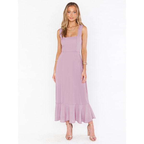 Elegant mode dam temperament pendlar slits klänning fransk haute couture kjol light purple L