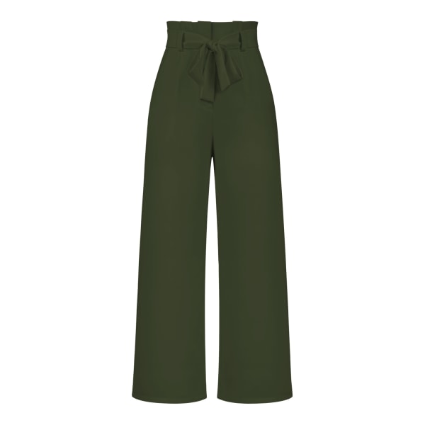 Women's suit pants, casual and versatile wide leg pants with belt temperament, commuting pants, summer Grass green L